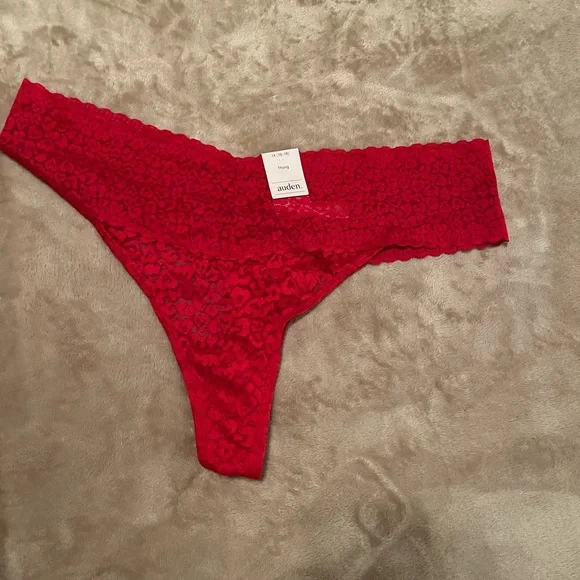 NWT Auden Women’s Allover Lace Thong size 1X 16-18 Color Red - Picture 4 of 7